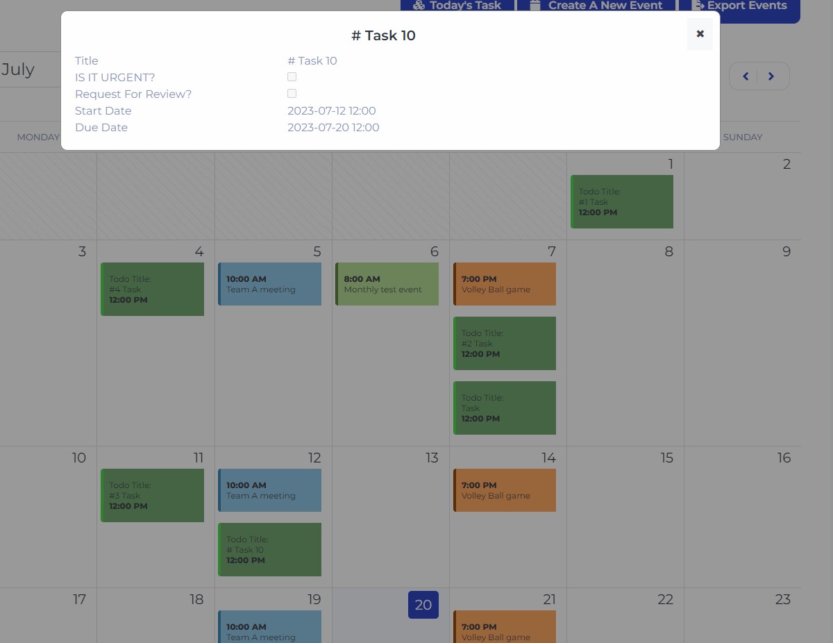 Render Tasks on a Modal