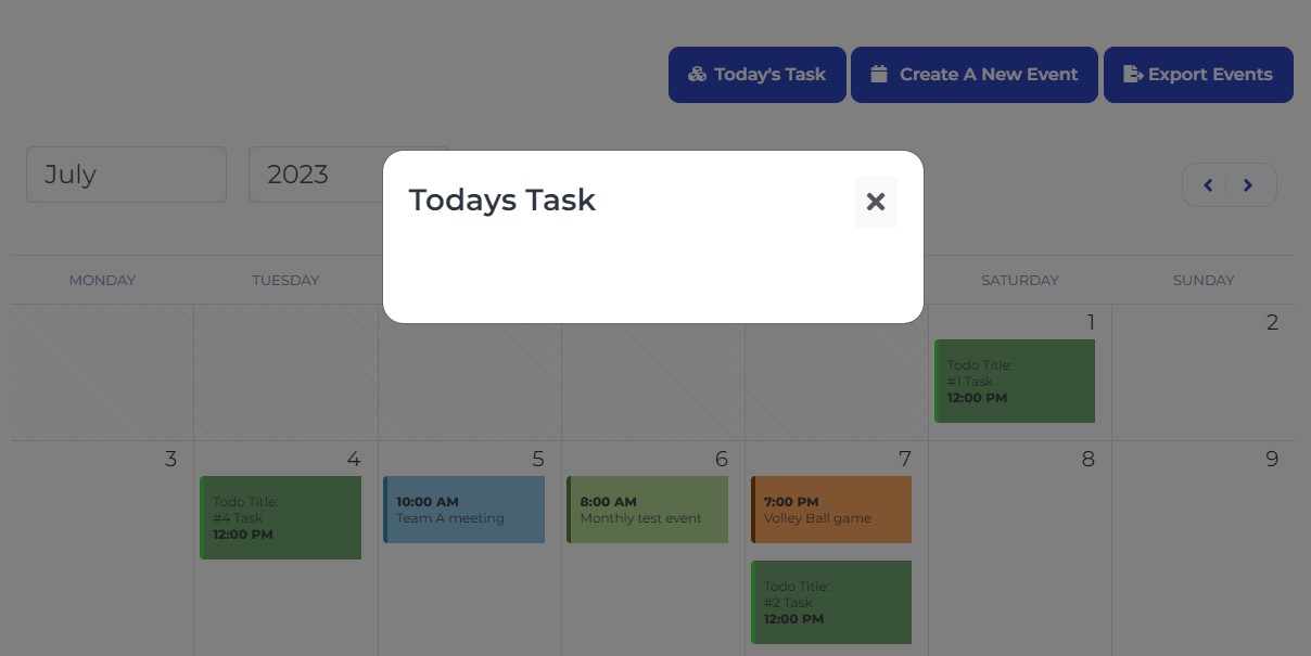 Render Tasks on a Modal